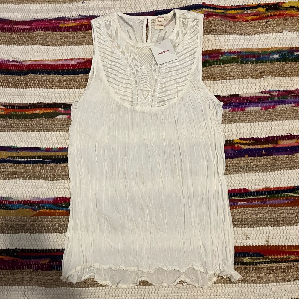 Sundance White Crinkled Tank Tunic